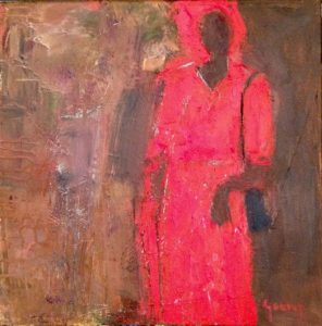 Mujer-con-Vestito-Roja